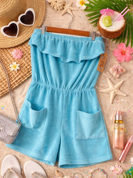 Coco Bay Other - NWT Terry Cloth Strapless Romper Blue Coco Bay Beach Cover Up L
